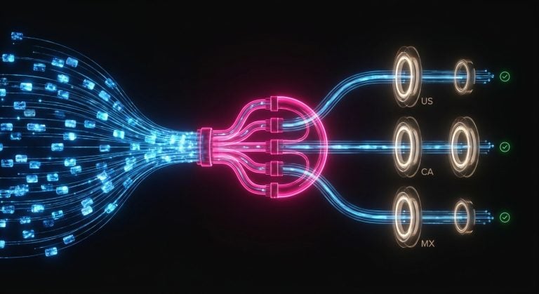 Conceptual view of foreign cards interacting with domestic payment gateways during the 2026 FIFA World Cup and requiring active orchestration.