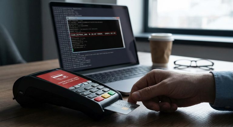 Realistic depiction of a checkout state where an inaccurate insufficient-funds message creates friction and undermines customer trust.