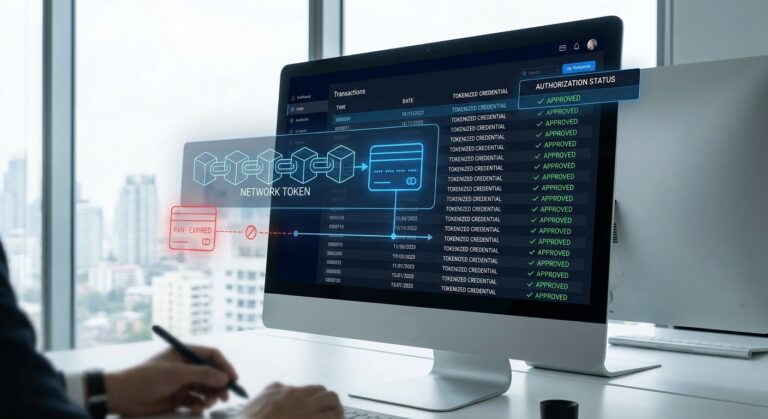Realistic record of reconciled recurring billing transactions showing cleared authorizations with network tokens.