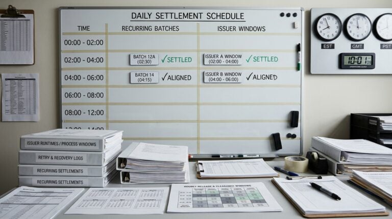 Realized state of balanced recurring settlement volume aligned with institutional banking windows.