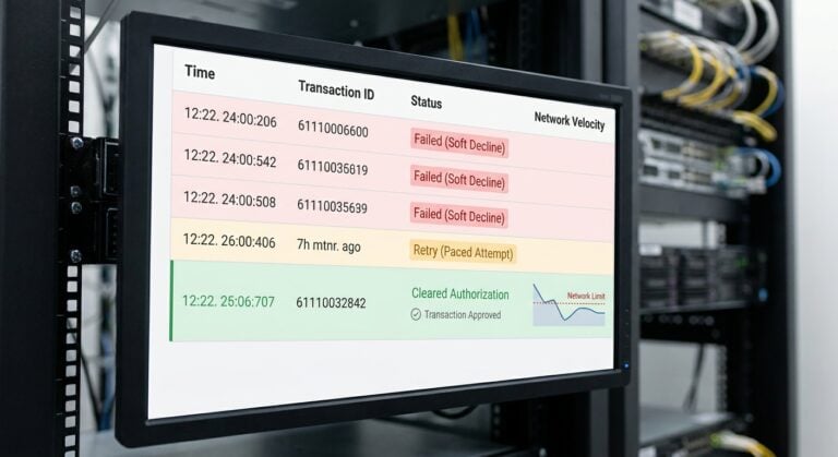 Realistic representation of completed payment authorization state following dynamic retry pacing on a soft decline.